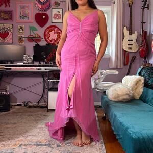 Vintage Y2K pink fairycore beaded gown / dress